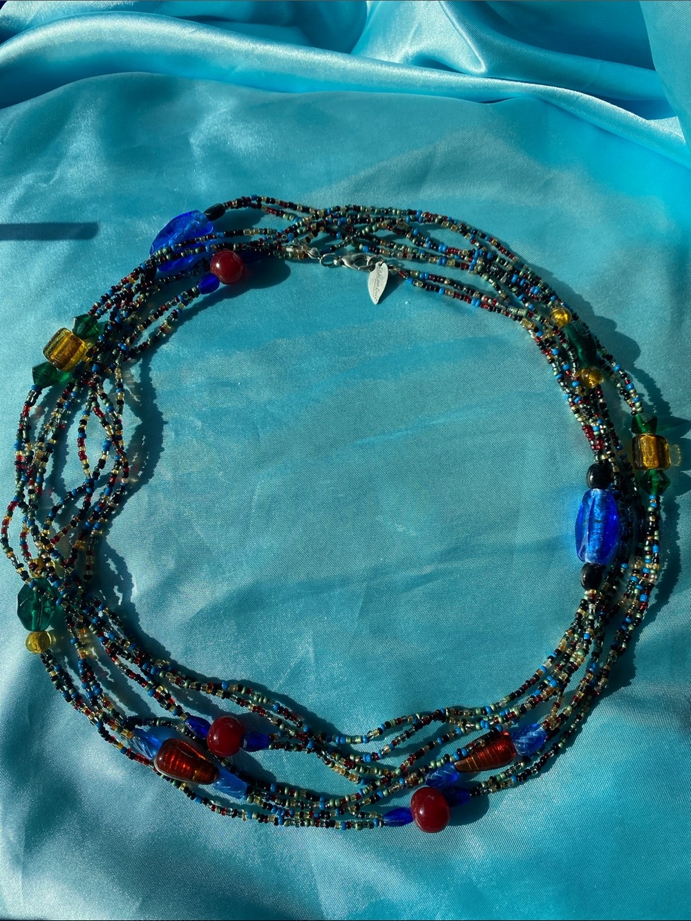Coldwater Creek Double Strand Glass Beaded Long Wrap Necklace